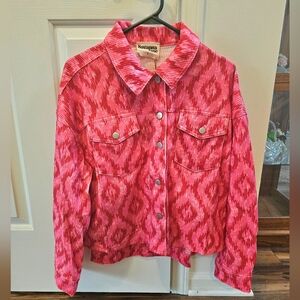 Savanna Jane Soft Corduroy Vibrant Pink and Red Jean Jacket